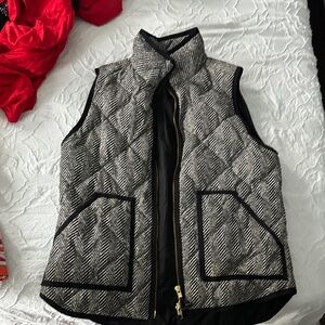 J. Crew Black and Gray Herringbone Vest